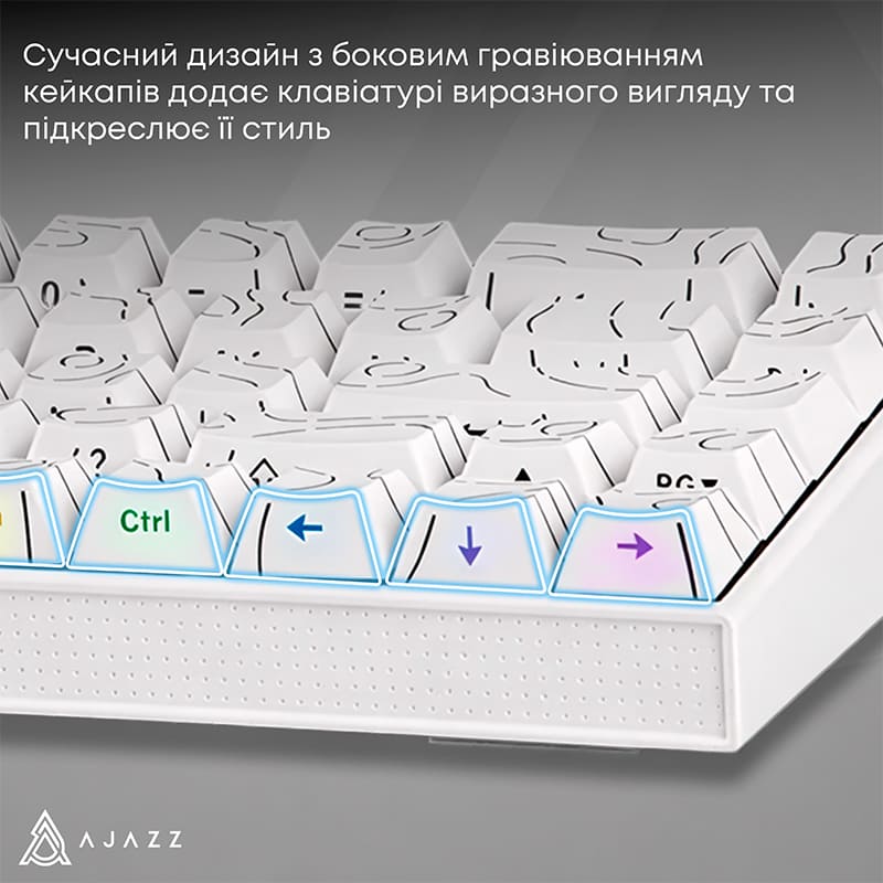 Клавиатура Ajazz NK68 Red Switch USB UA White (NK68-R-S-W) фото №12