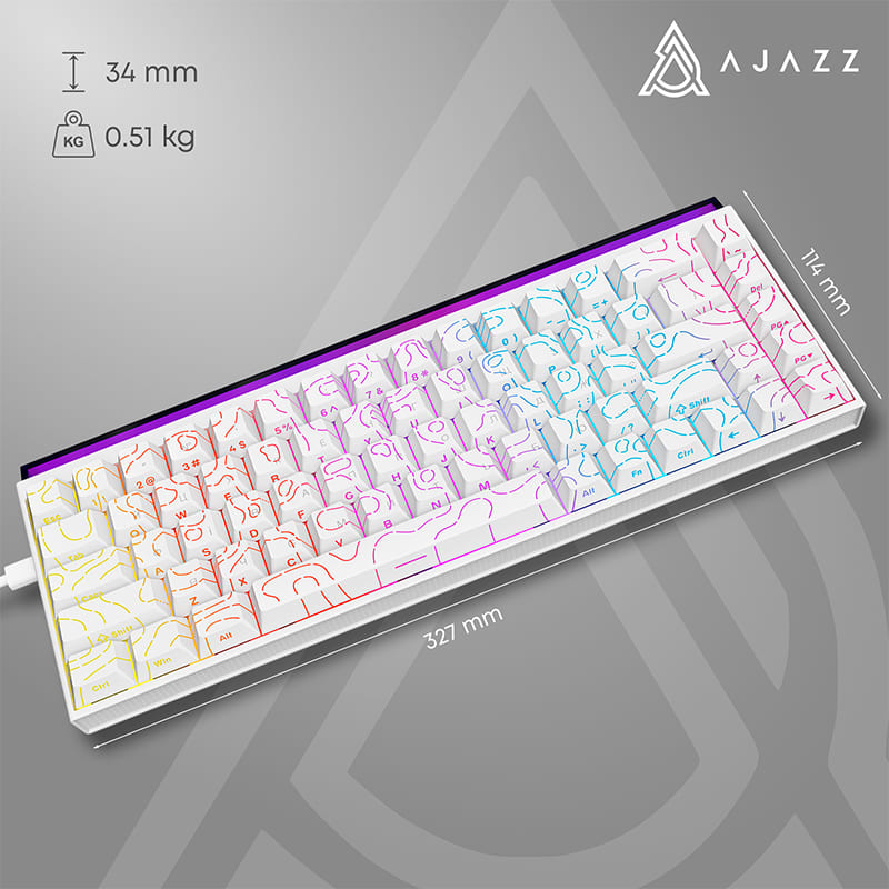 Клавиатура Ajazz NK68 Red Switch USB UA White (NK68-R-S-W) фото №13