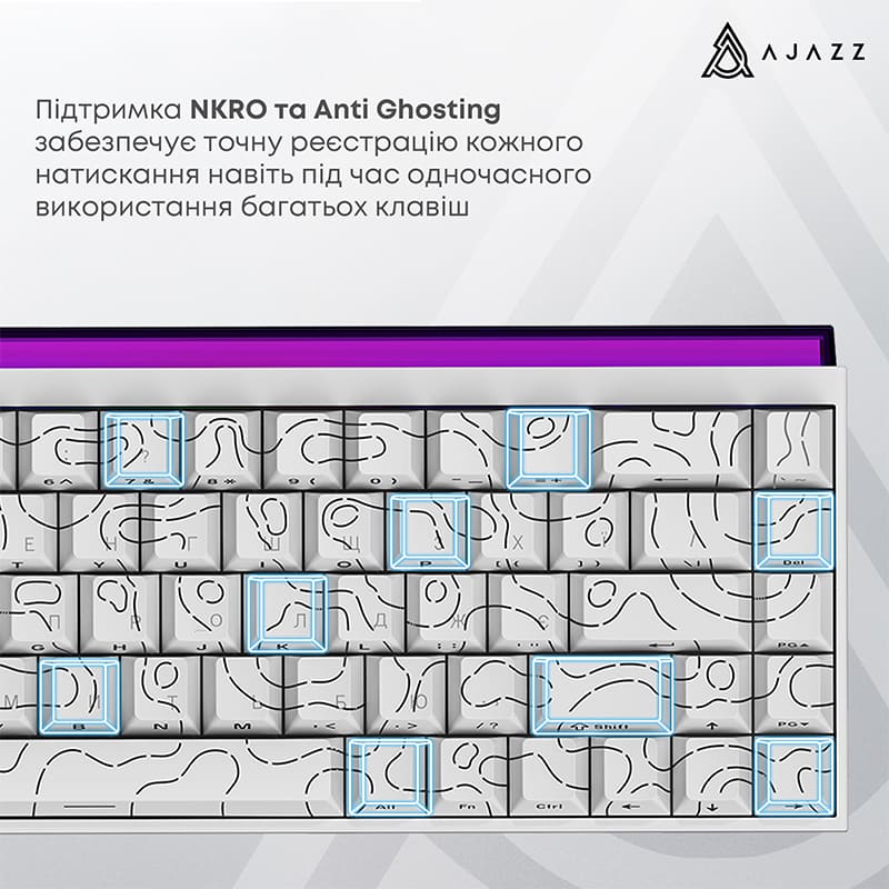Клавиатура Ajazz NK68 Red Switch USB UA White (NK68-R-S-W) фото №14