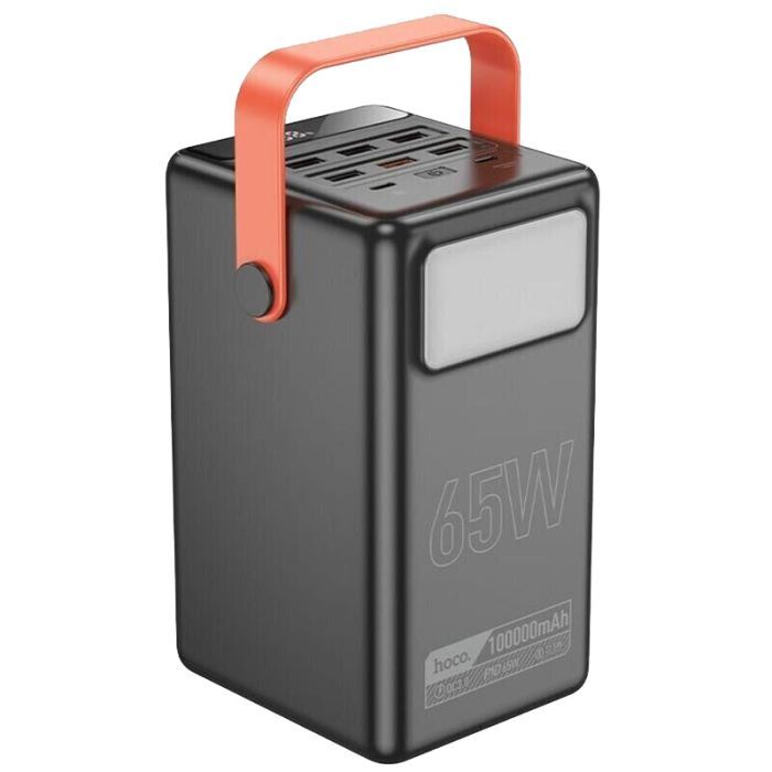 Мобільна батарея Hoco 100000mAh Max Centurion PD/65W, QC, LED Lamp, Black (DB03 / 714722)
