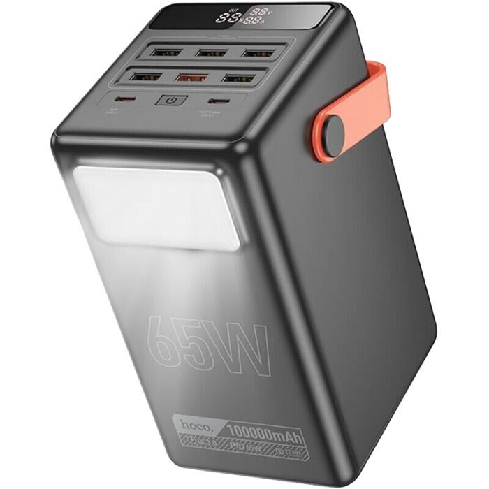 Мобільна батарея Hoco 100000mAh Max Centurion PD/65W, QC, LED Lamp, Black (DB03 / 714722) фото №2