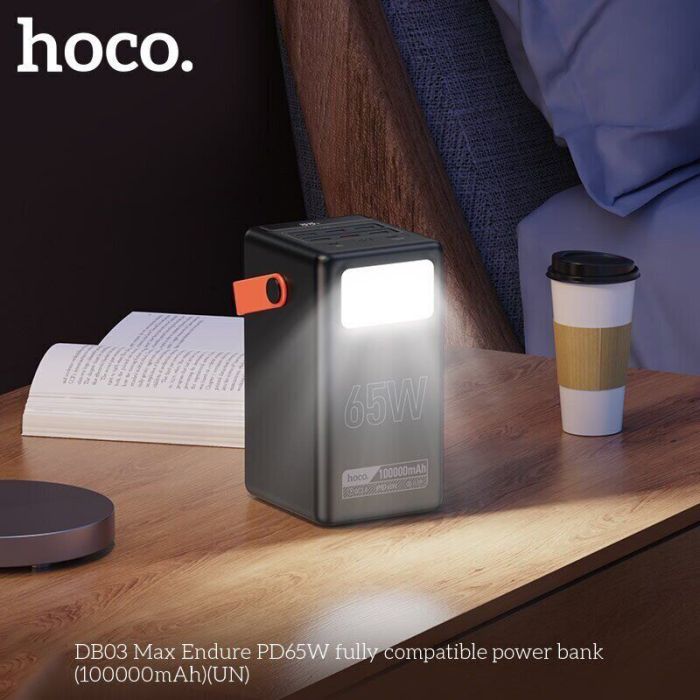 Мобільна батарея Hoco 100000mAh Max Centurion PD/65W, QC, LED Lamp, Black (DB03 / 714722) фото №6