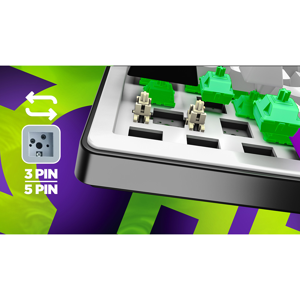Клавиатура HATOR Hellyberry HK75 Mechanical Linear RGB USB UA White/Violet (HK75) фото №11