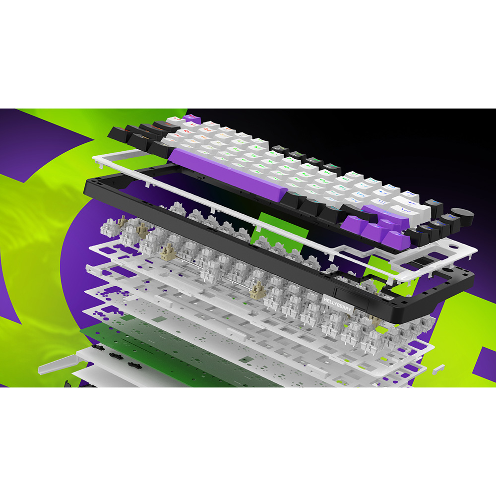 Клавиатура HATOR Hellyberry HK75 Mechanical Linear RGB USB UA White/Violet (HK75) фото №13