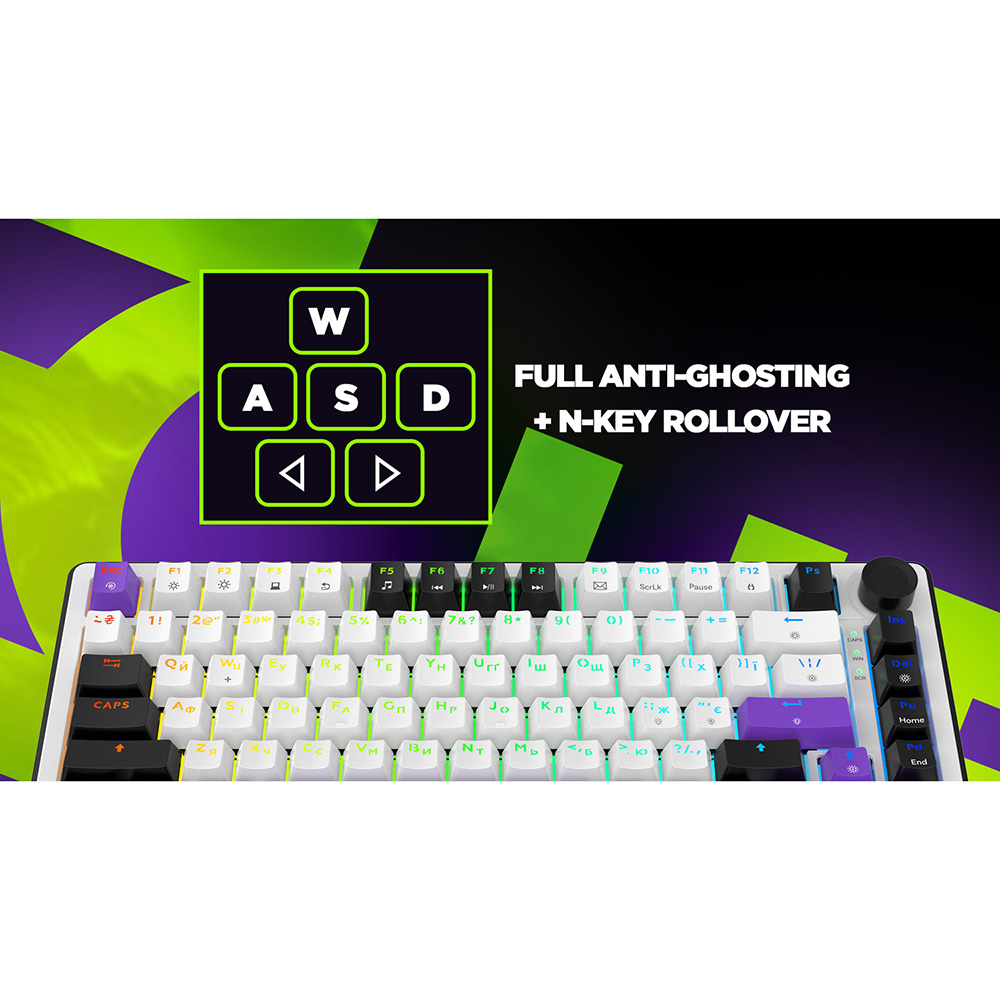 Клавиатура HATOR Hellyberry HK75 Mechanical Linear RGB USB UA White/Violet (HK75) фото №14