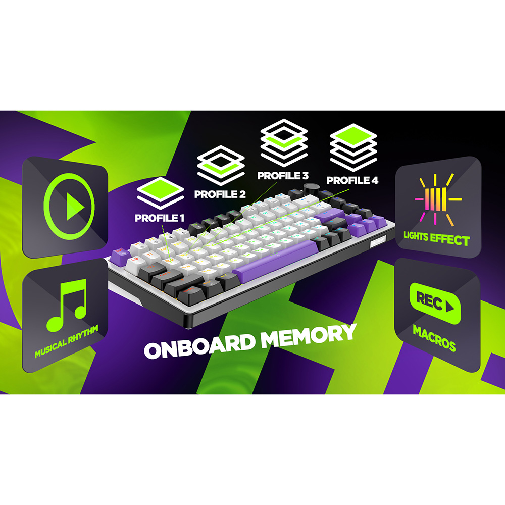 Клавиатура HATOR Hellyberry HK75 Mechanical Linear RGB USB UA White/Violet (HK75) фото №15