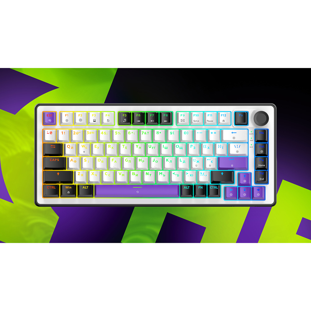 Клавиатура HATOR Hellyberry HK75 Mechanical Linear RGB USB UA White/Violet (HK75) фото №16
