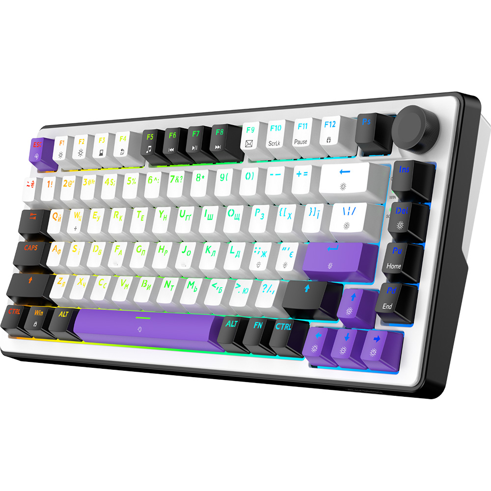 Клавиатура HATOR Hellyberry HK75 Mechanical Linear RGB USB UA White/Violet (HK75) фото №2