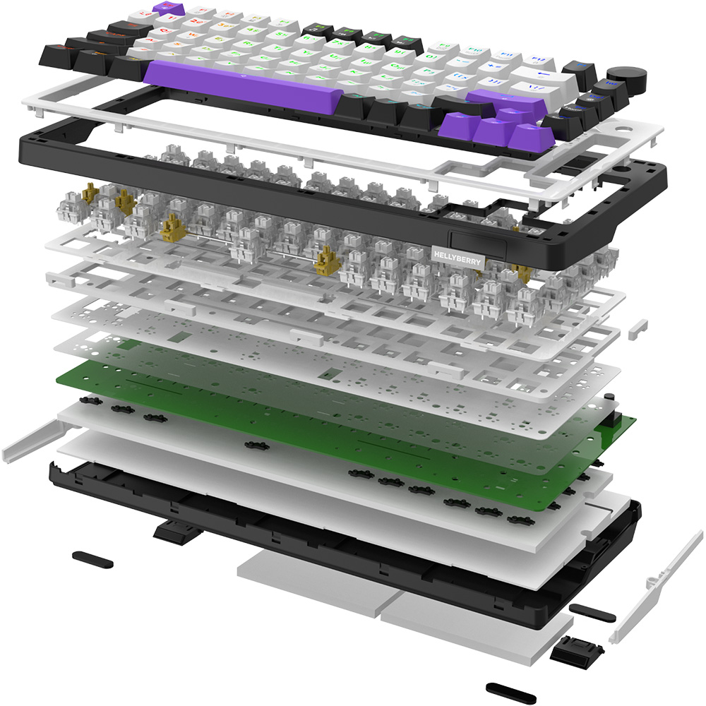 Клавиатура HATOR Hellyberry HK75 Mechanical Linear RGB USB UA White/Violet (HK75) фото №8
