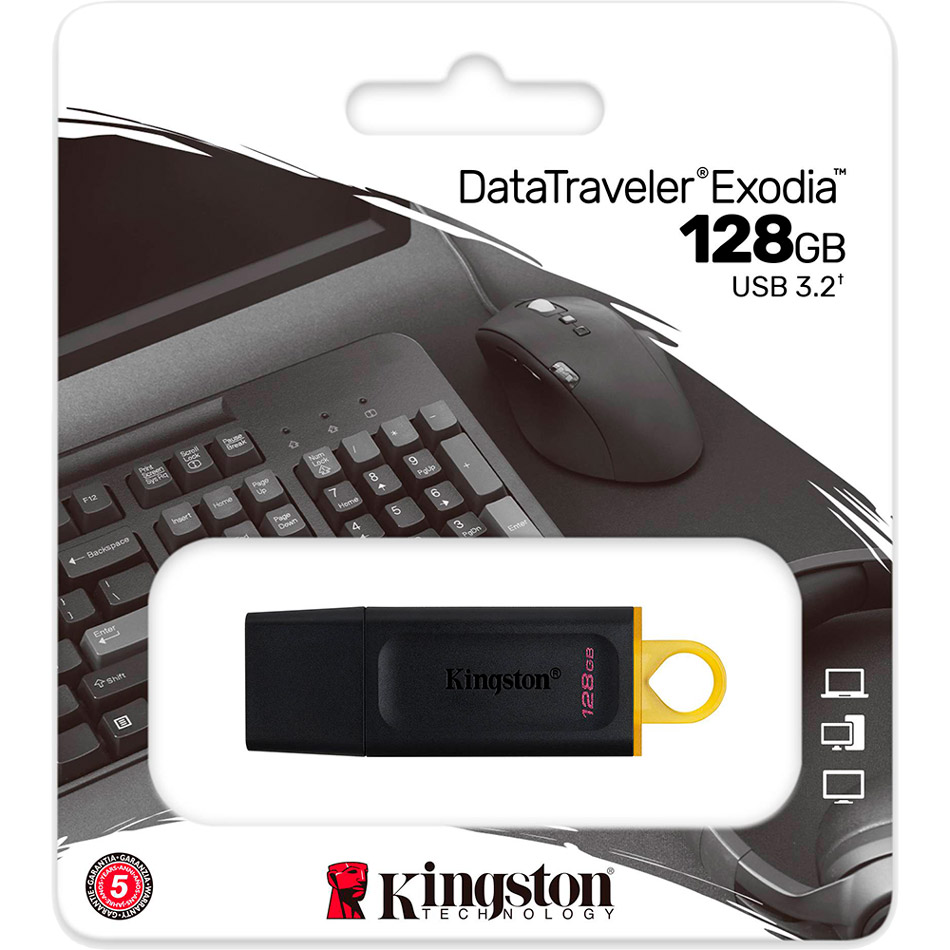Флешка Kingston USB 3.2 DT Exodia 128GB Black/Yellow фото №3