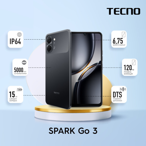 Смартфон Tecno Spark Go 3 (KN3) 4/128GB Ink Black фото №10