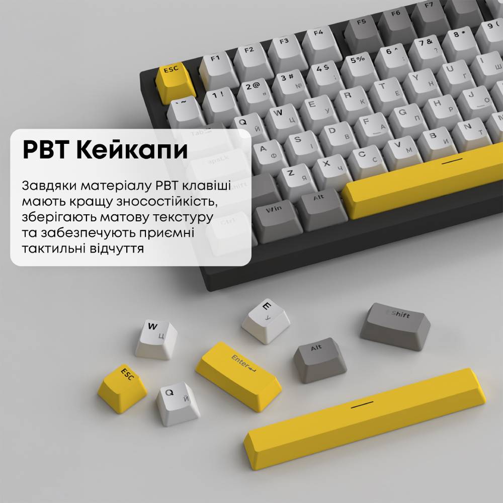 Клавіатура Ajazz AK820 Sea Salt Switch RGB USB-C UA Black (AK820-SS-BGY) фото №11