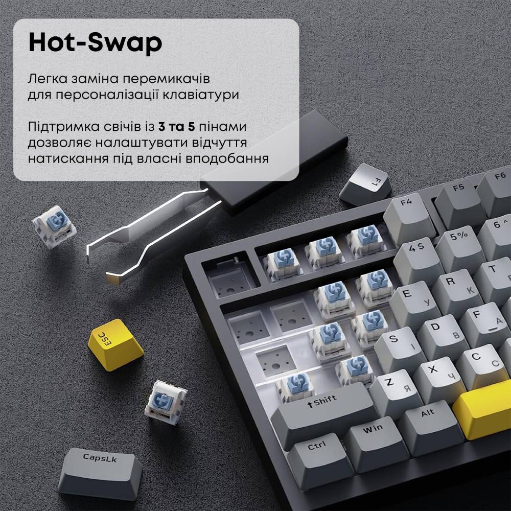 Клавіатура Ajazz AK820 Sea Salt Switch RGB USB-C UA Black (AK820-SS-BGY) фото №13