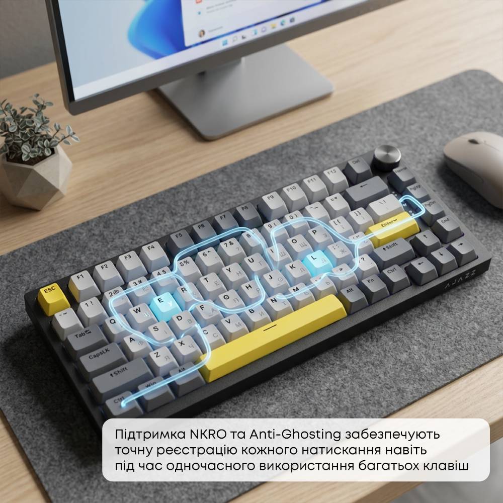 Клавіатура Ajazz AK820 Sea Salt Switch RGB USB-C UA Black (AK820-SS-BGY) фото №15