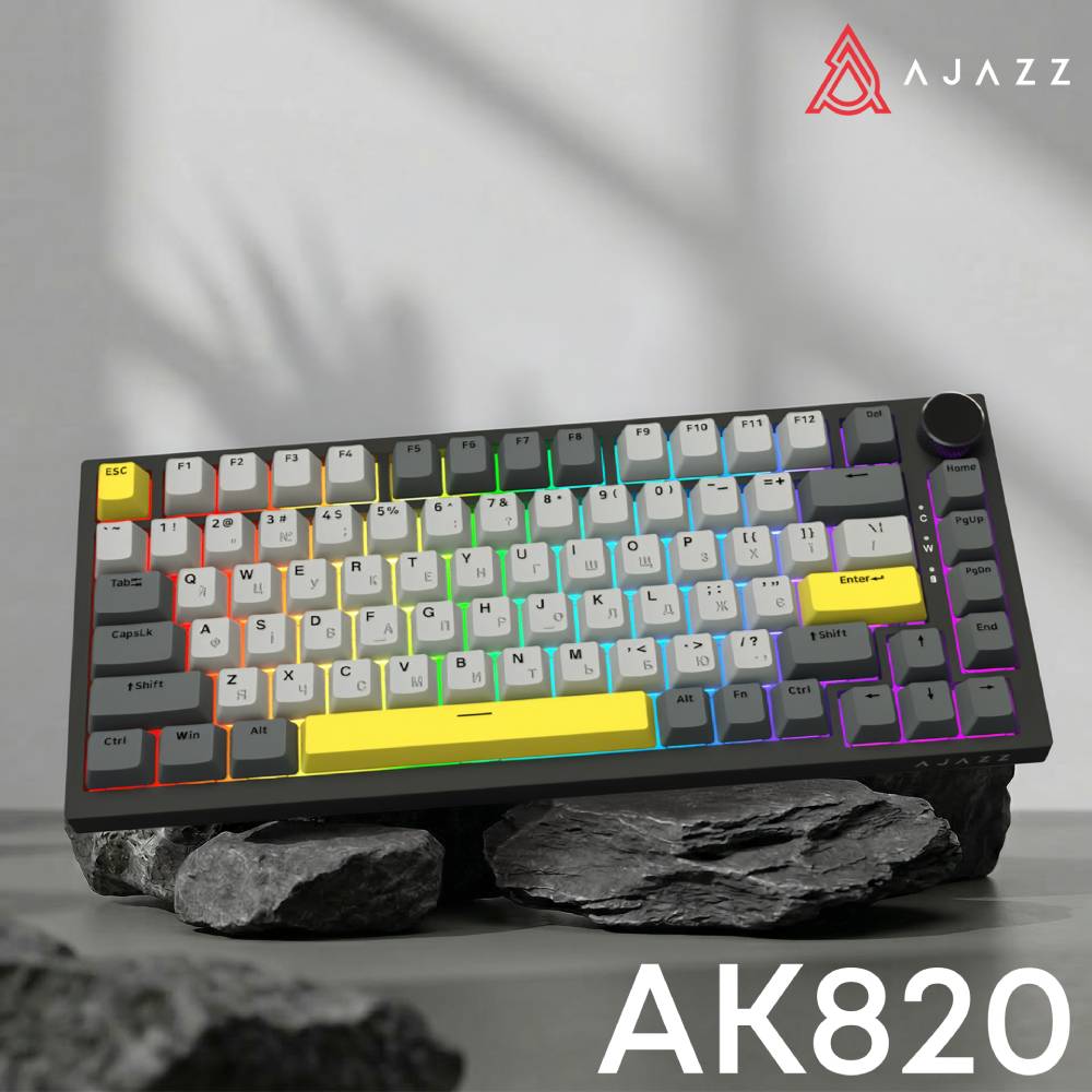 Клавіатура Ajazz AK820 Sea Salt Switch RGB USB-C UA Black (AK820-SS-BGY) фото №6