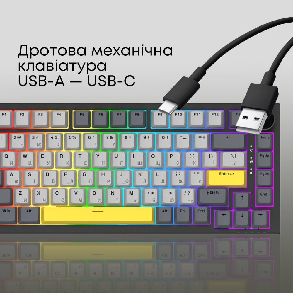 Клавіатура Ajazz AK820 Sea Salt Switch RGB USB-C UA Black (AK820-SS-BGY) фото №7