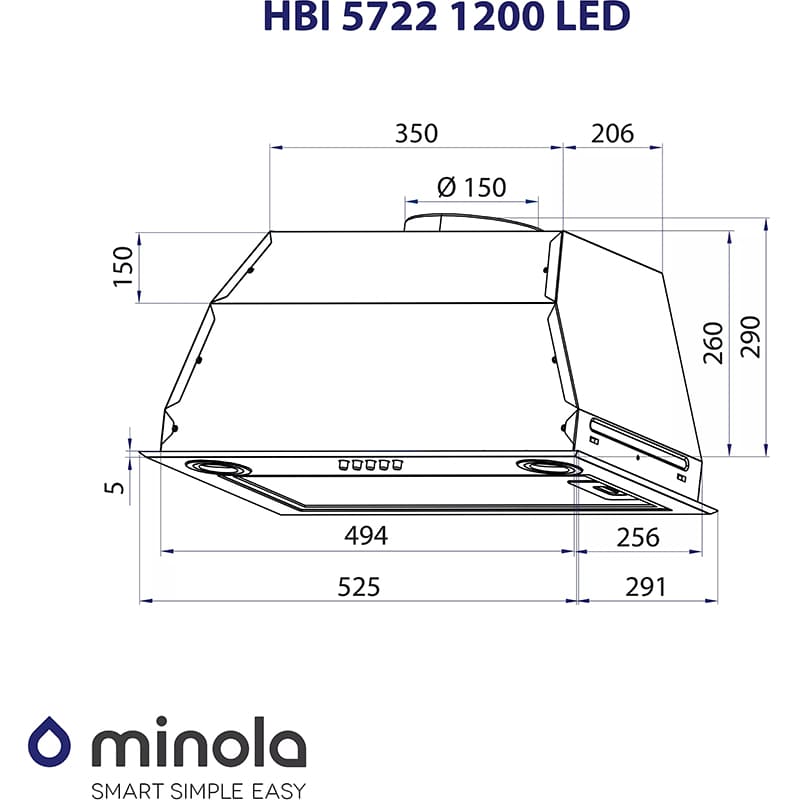Вытяжка Minola HBI 5722 BL 1200 LED фото №9