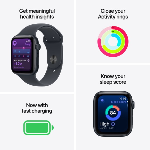 Смарт-годинник Apple Watch SE 3 GPS 44mm Midnight Aluminium Case with Midnight Sport Band - M/L фото №3