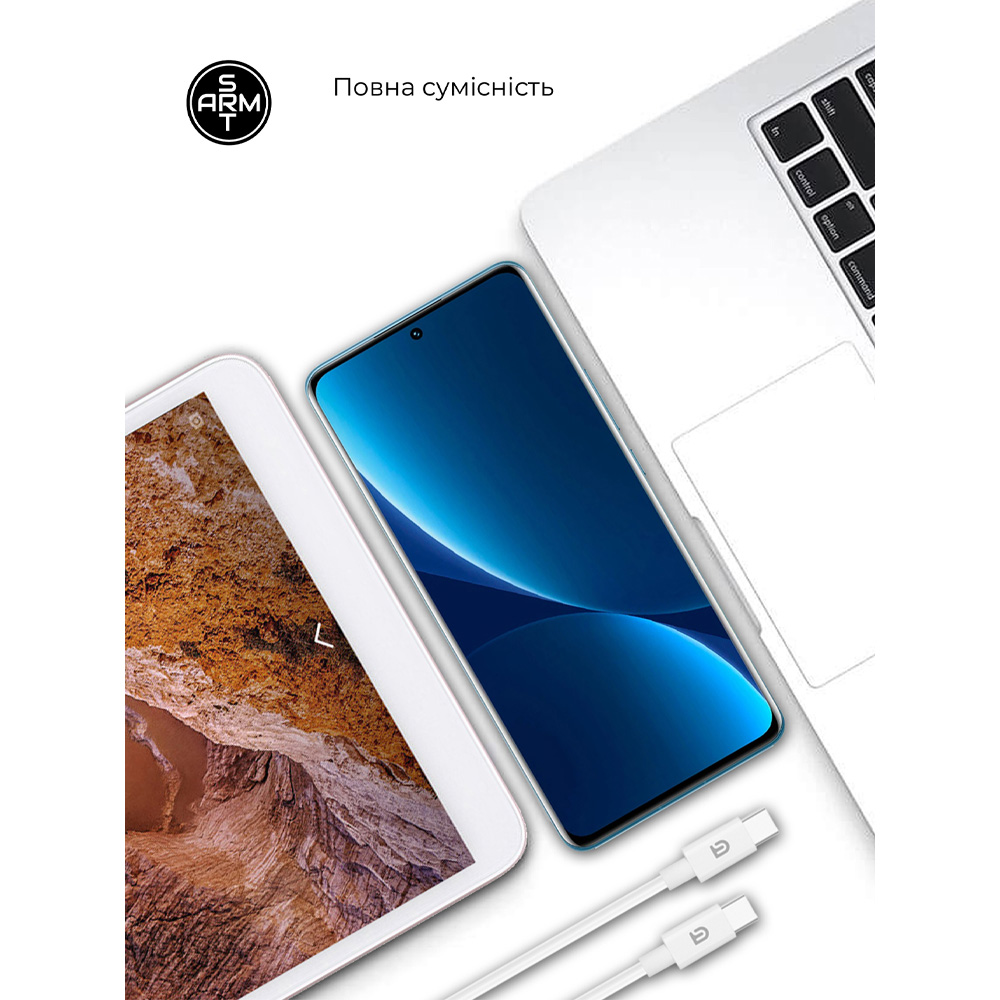 МЗП Armorstandart AR-TA800W USB-C 25W White   кабель USB-C to USB-C (ARM63804) фото №5