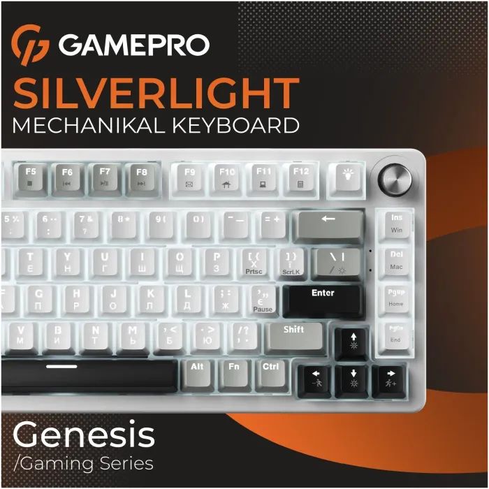 Клавиатура GamePro Genesis Silverlight MK126 USB UA Grey (MK126) фото №4