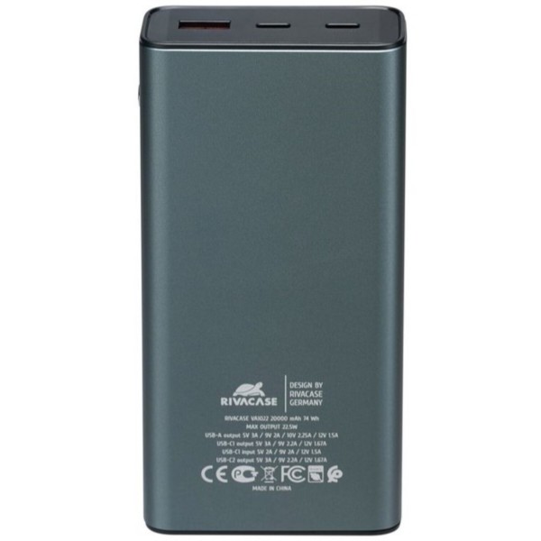 Мобильная батарея Riva Case RIVAPOWER VA1022 (Grey) фото №3