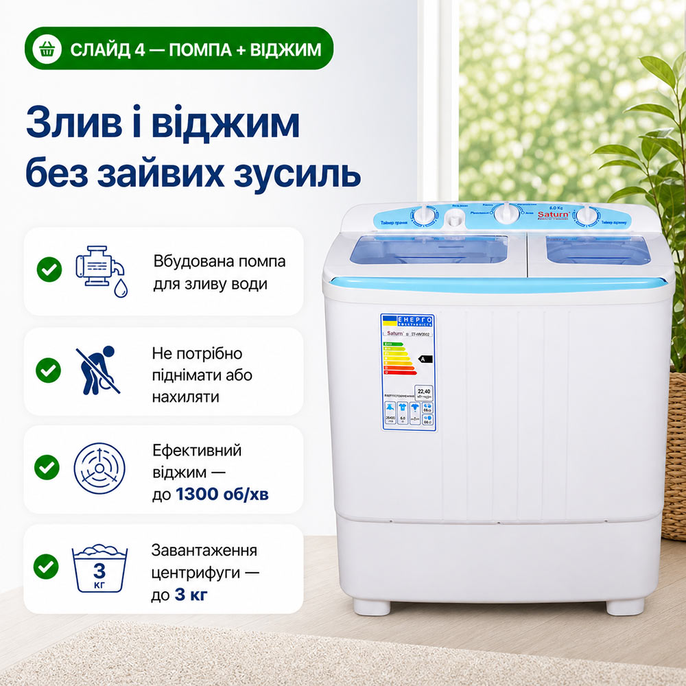 Пральна машина Saturn ST-WK7618B фото №8