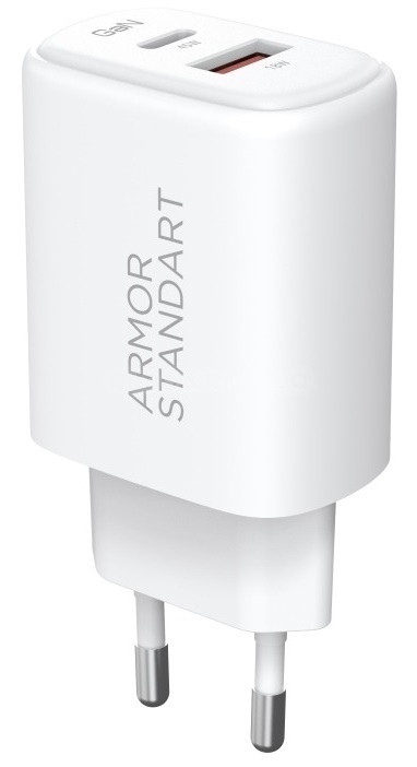 СЗУ Armorstandart Poweraze 45W GaN Type-C   USB-A White (ARM90431) фото №3