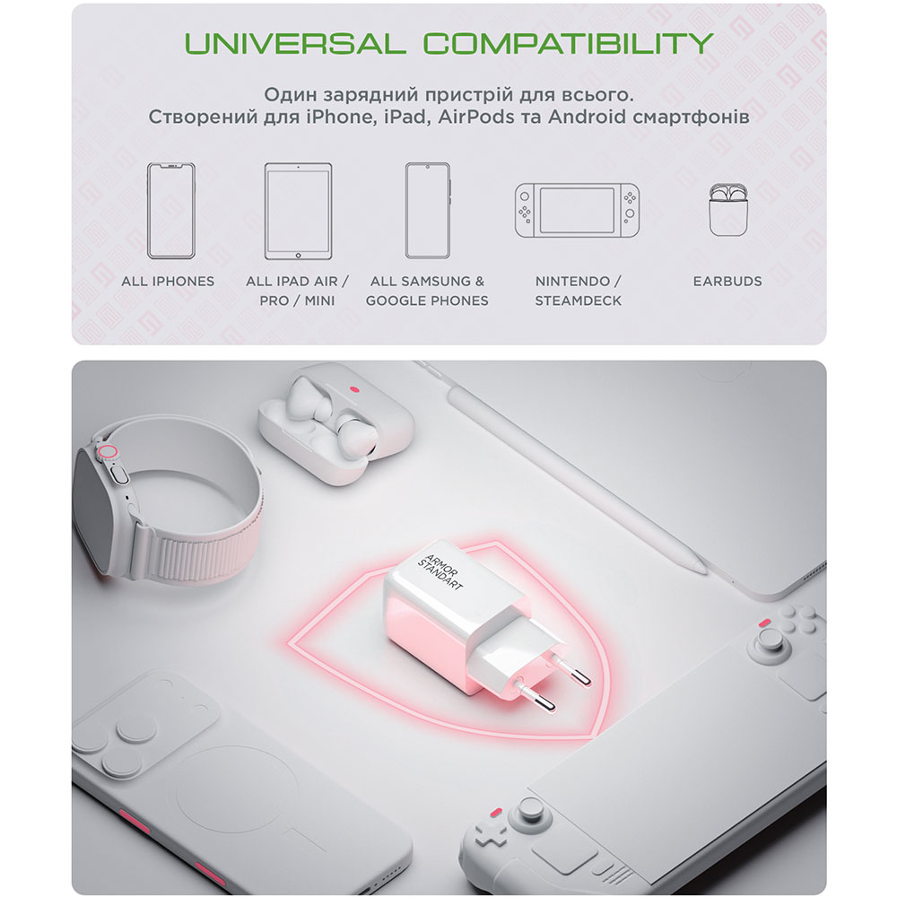 СЗУ Armorstandart AR371 30W GaN Type-C   USB White (ARM77549) фото №5