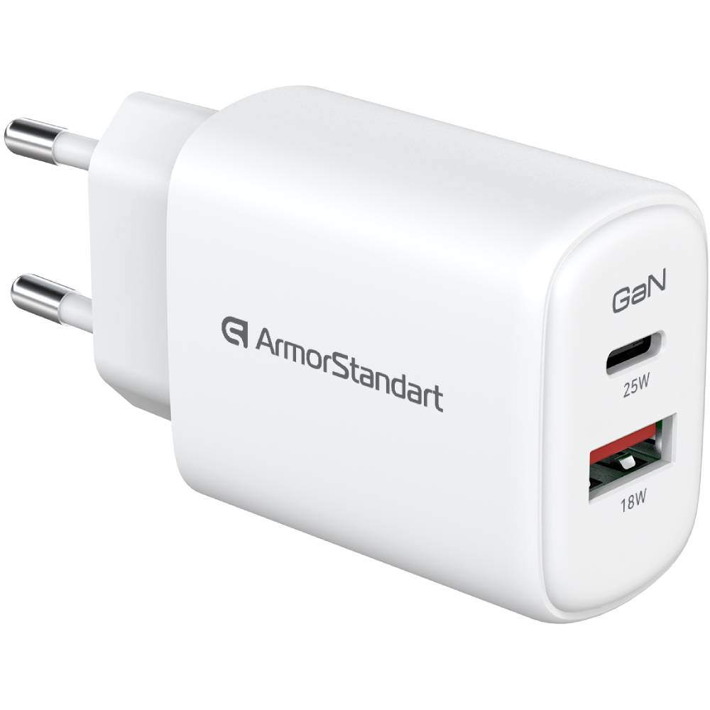МЗП Armorstandart AR-T252WEU 25W GaN USB-C  USB-A White (ARM89532) фото №3