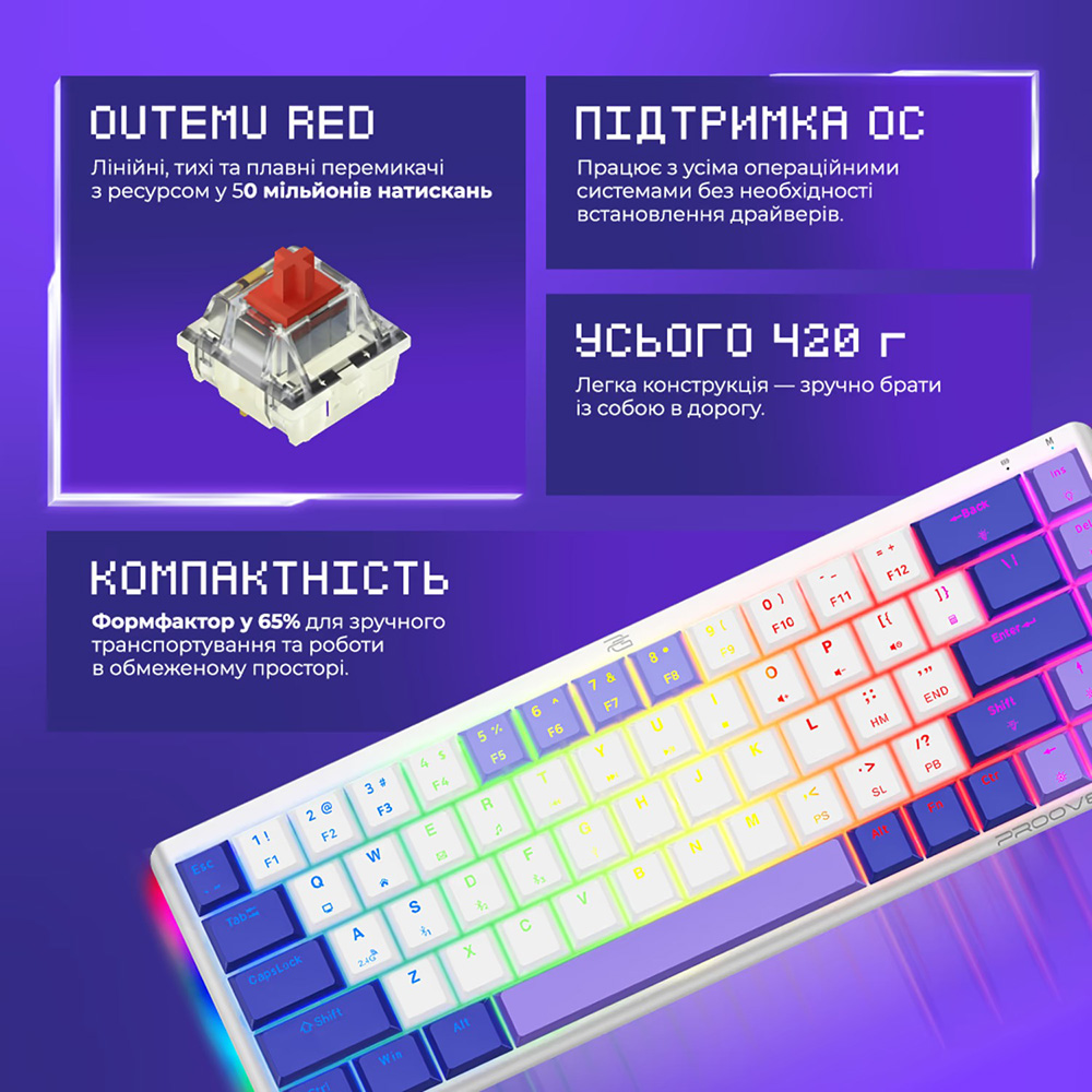 Клавиатура Proove Gaming AFK (Ukraine Layout) (white) фото №10