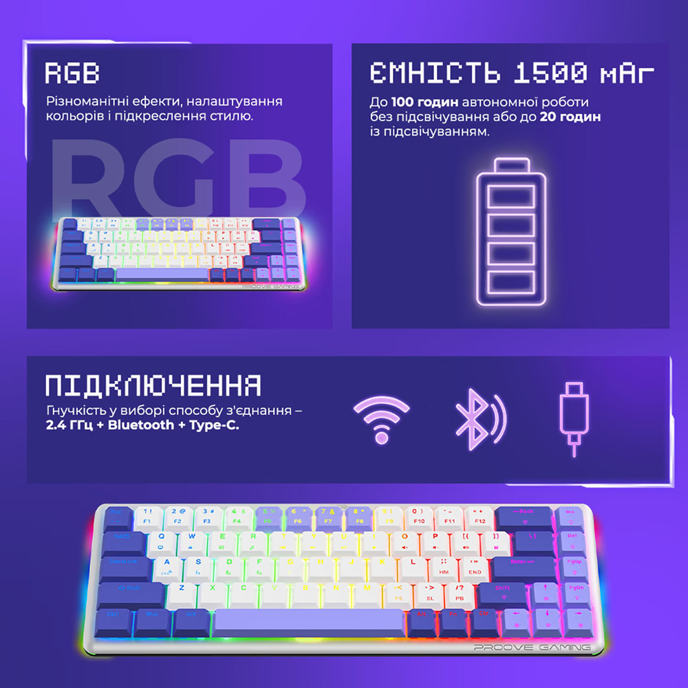 Клавиатура Proove Gaming AFK (Ukraine Layout) (white) фото №9