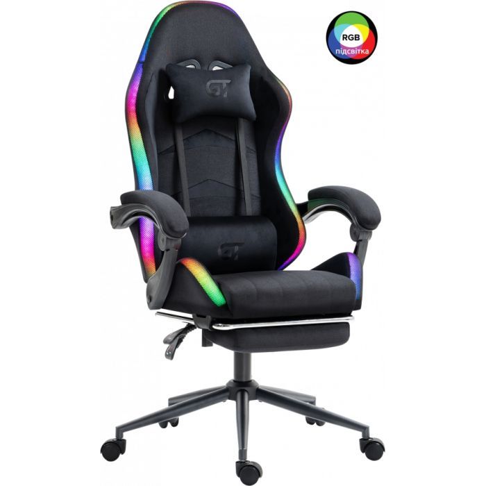 Геймерське крісло GT Racer X-2325 Fabric Black LED (X-2325 Fabric Black L) фото №2