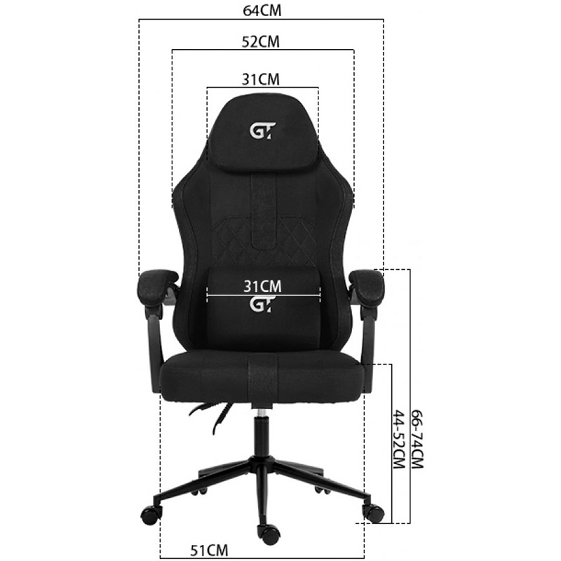 Геймерское кресло GT Racer X-2326 Black (X-2326 Fabric Black) фото №5