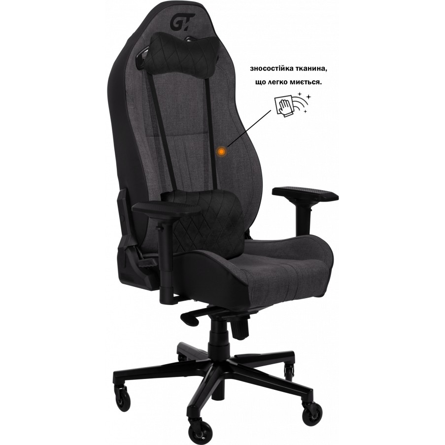 Геймерське крісло GT Racer X-8009 Dark Gray/Black (X-8009 Fabric Dark Gray/Black) фото №5