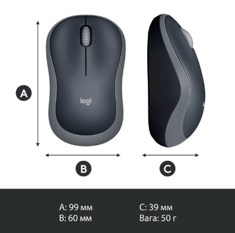 Компьютерная мыш Logitech M185 swift grey (910-002238) фото №6