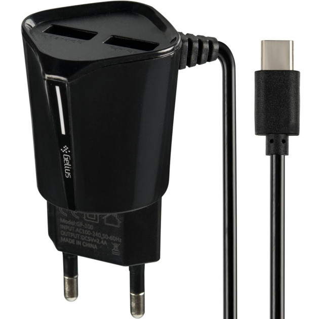СЗУ Gelius Edition Auto ID 2 USB Cable Type C 2.4A Black