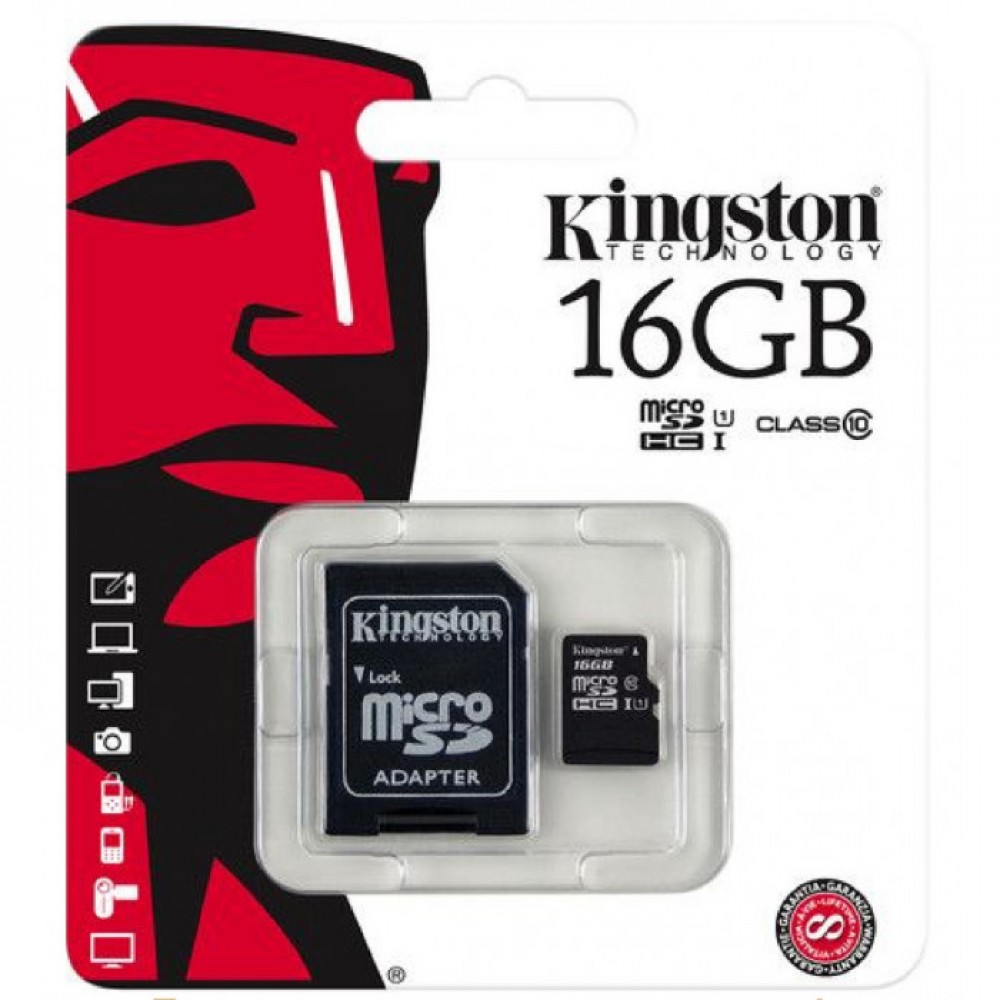 Карта пам'яті Kingston MSDHC 16Gb UHS1 cl10