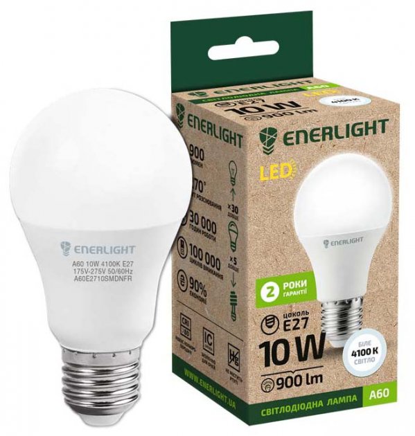 Лампочка Enerlight A60 10Вт 4100K E27