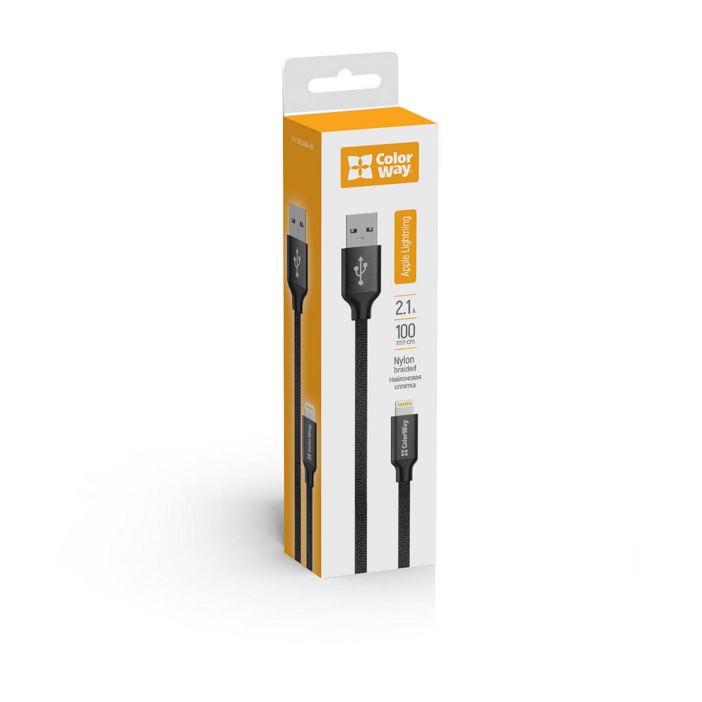 Colorway USB - Apple Lightning 2.1А 1м чорний CW-CBUL004-BK