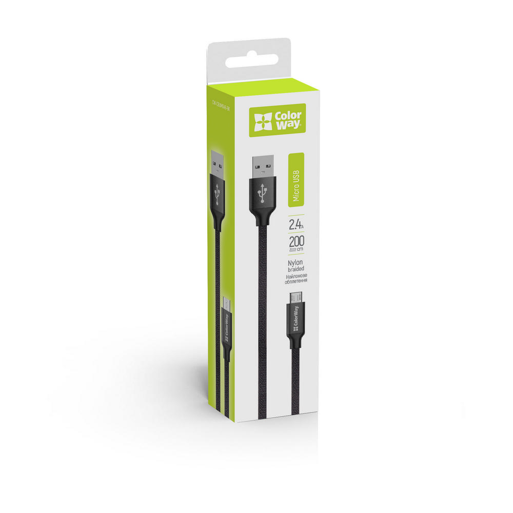 Colorway USB - MicroUSB 2.4А 2м чорний CW-CBUM009-BK