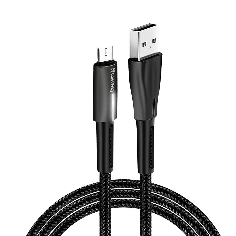Colorway USB - MicroUSB (zinc alloy   led) 2.4А 1м чорний CW-CBUM035-BK фото №3