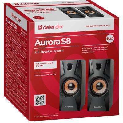 Акустична система Defender 2.0 Aurora S 8 W USB Black фото №2