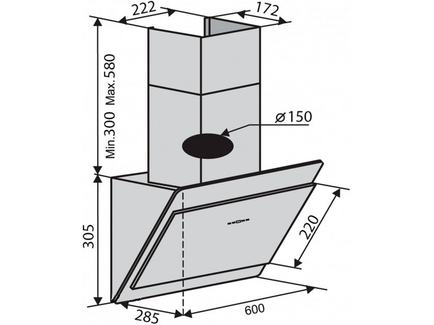 Вытяжки Ventolux Vienna 60 BK 700 PB фото №3