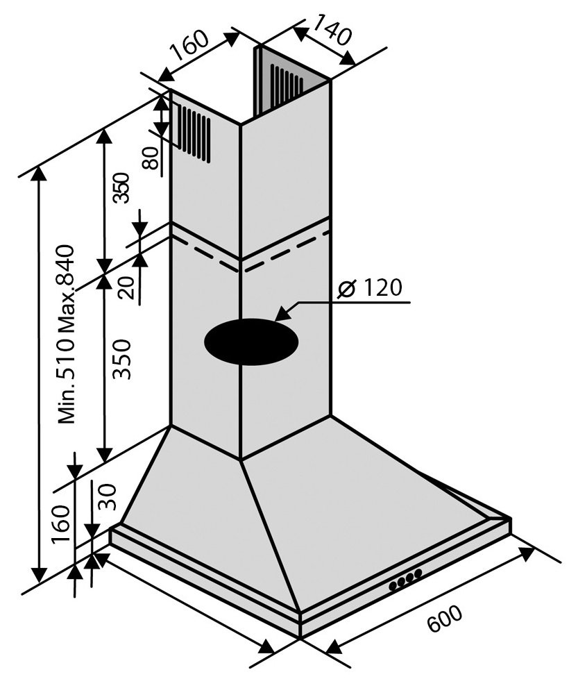 Вытяжки Ventolux LIDO 60 INOX (700) фото №6