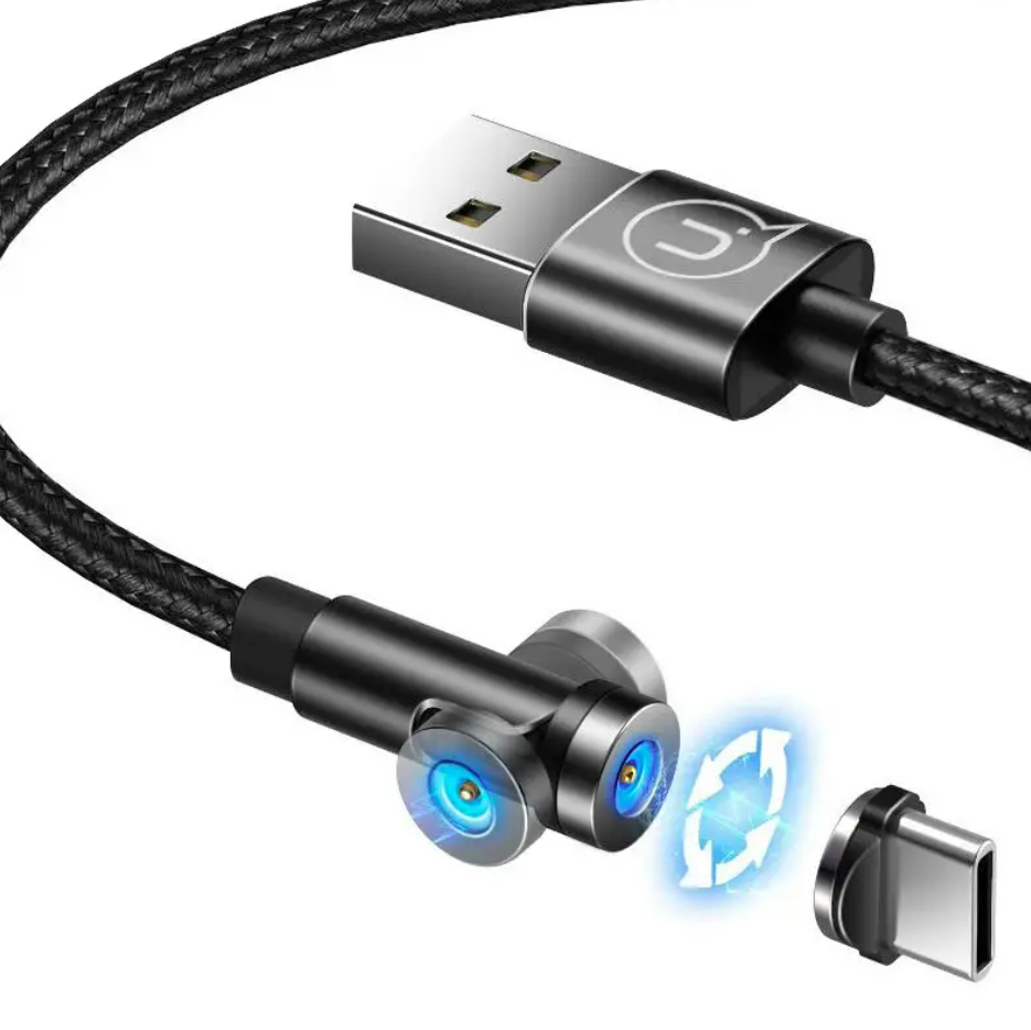 Usams Type-C U59 Rotatable Magnetic 2.4A 1.0m Black
