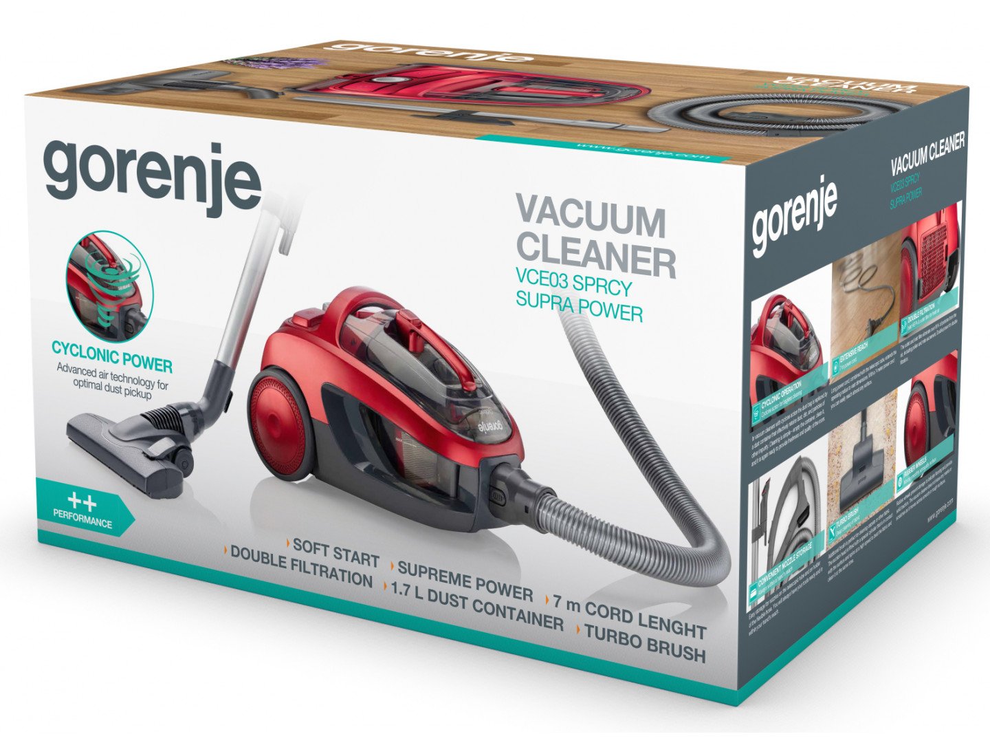 Пилосос Gorenje VCE 03 SPRCY (VC-T4019) фото №6