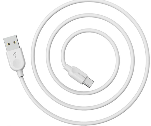 Borofone BX14 USB to Type-C 2.4A, 1m, PVC, TPE connectors, White фото №2