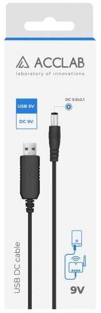 Кабель ACCLAB USB to DC 5,5х2,1 мм 9V 1A (чорний) фото №3