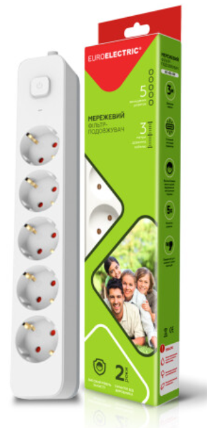Мережевий фільтр Euroelectric Х5, 10А, 3М (20)