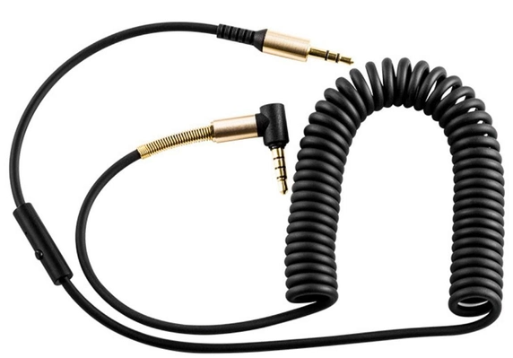 Кабель Аудио Hoco UPA02 AUX Spring Audio cable (with Mic) Black